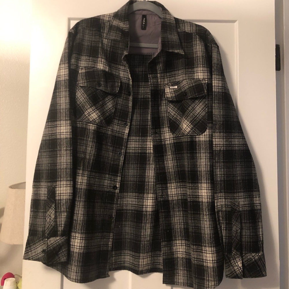 Men’s RVCA black/white/grey flannel size large